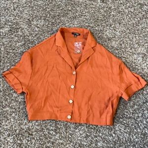 Orange button up crop top